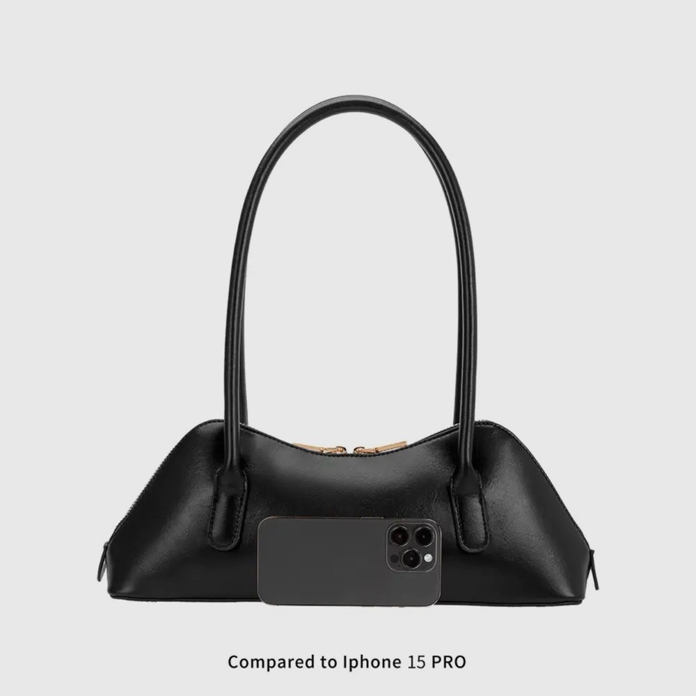Melie Bianco Black Gold Hardware Shoulder Bag NWT Vegan Faux Leather - Picture 5 of 5
